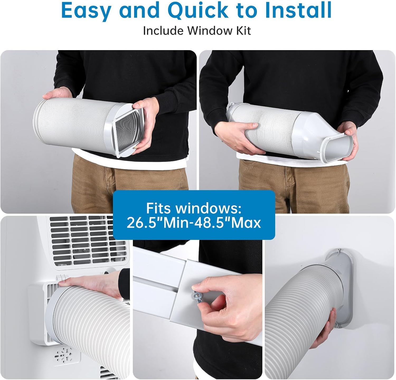 12,000 BTU Portable Air Conditioner Smart AC Unit for Rooms Up to 550 Sq Ft With Remote Control 24H Timer Dry and Fan Modes Quiet Cooling and Drain-Free Window Installation Kit