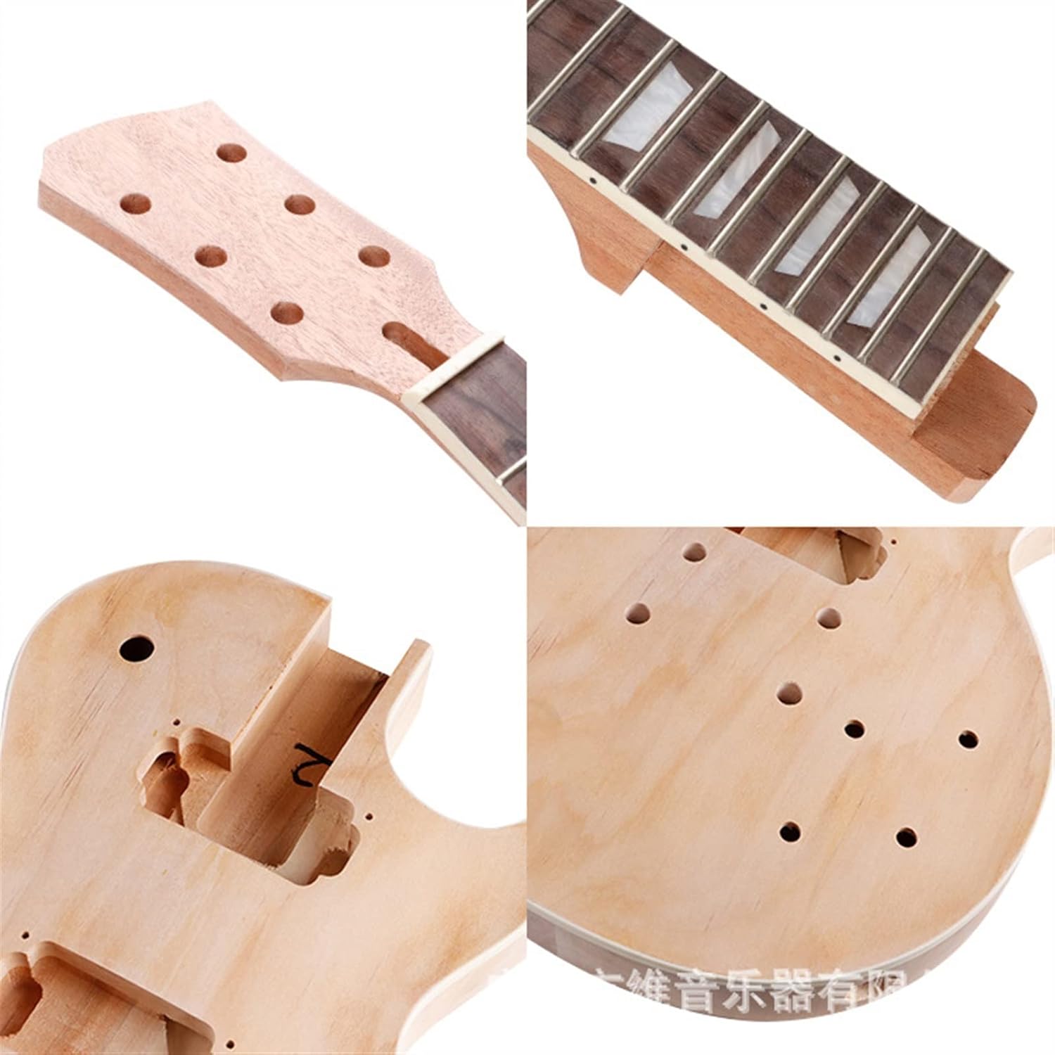 TSTS for LP Electric Guitar Set Neck Guitar Body Wood Billet DIY Semi-Finished Complete Accessories Set Unfinished Electric Guitar Kit