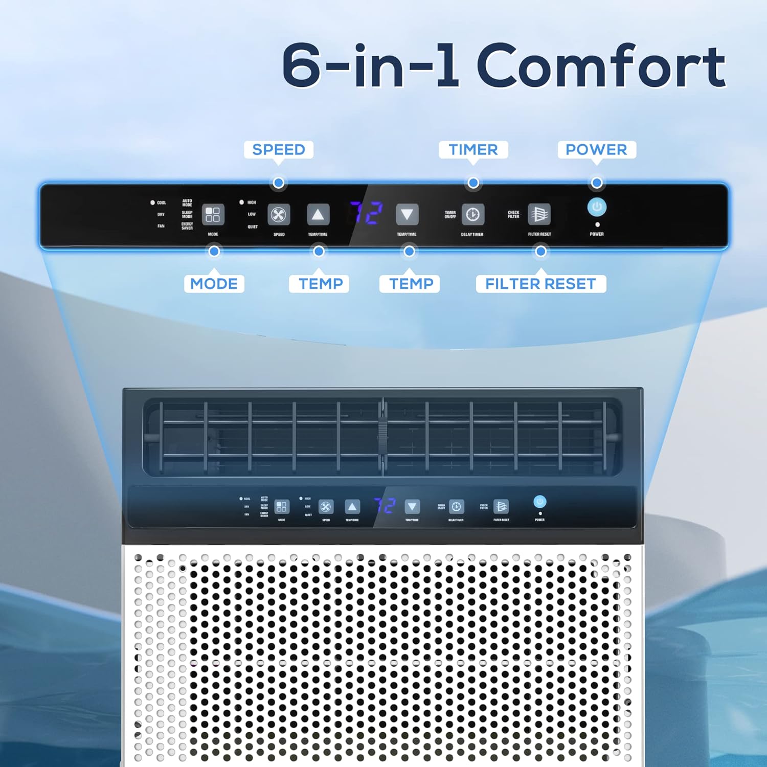 ZAFRO 12000BTU Window Air Conditioner U-Shaped Cools 550 Sq.Ft., Ultra Quiet Energy-Efficient Cooling, With Remote Control, White