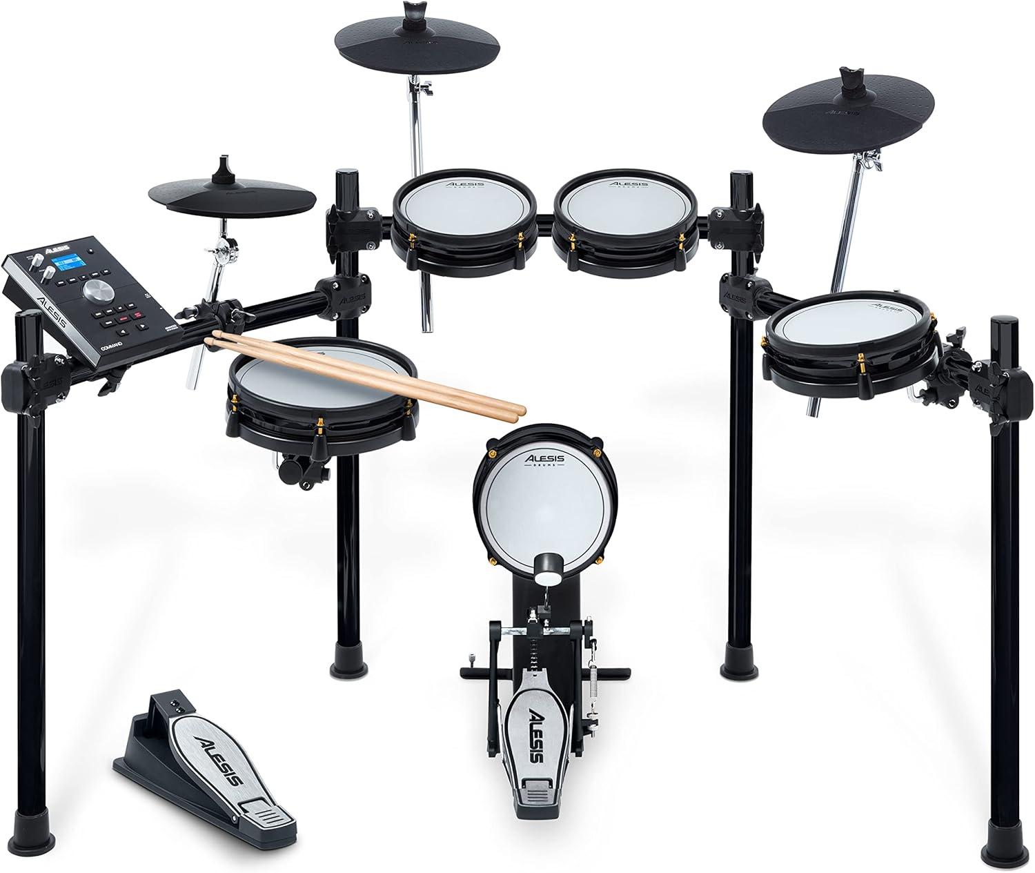 Alesis Drums Command Mesh SE Kit - Electric Drum Set with Quiet Dual Zone Mesh Pads, USB MIDI Connectivity and 600+ Electronic & Acoustic Drum Sounds black