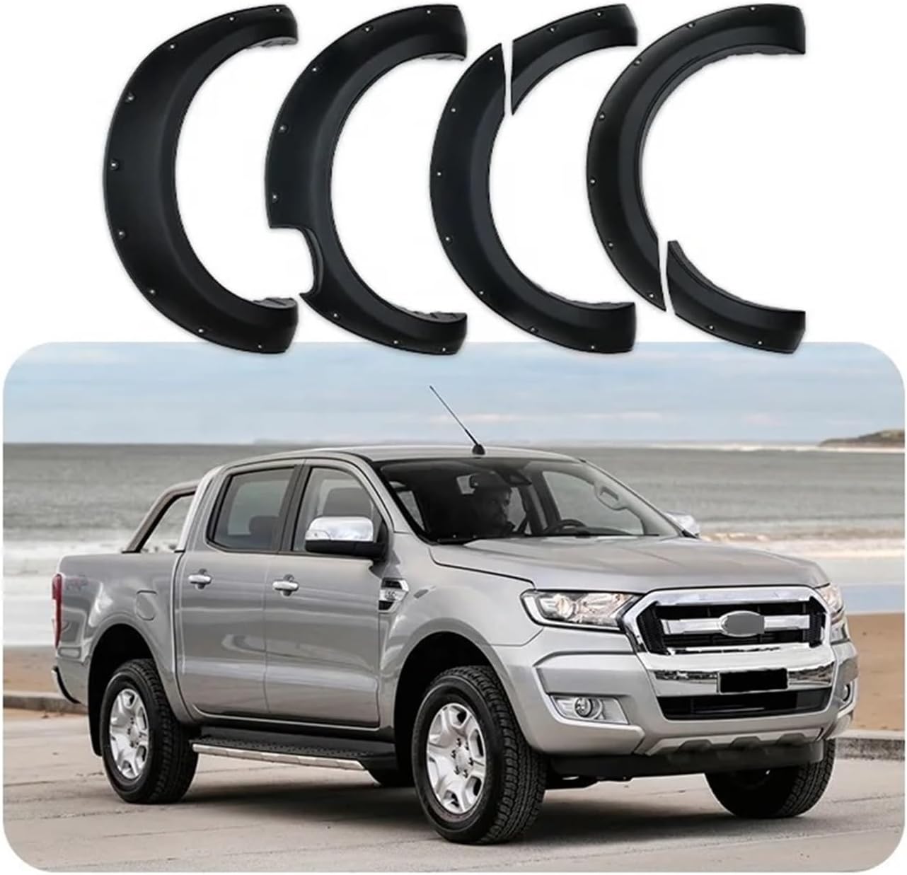 Abs Fender Flare Pocket Styles Wheel Arch Matte Black Compatible For Ford Ranger T7 2015-2017 Other Exterior Accessories