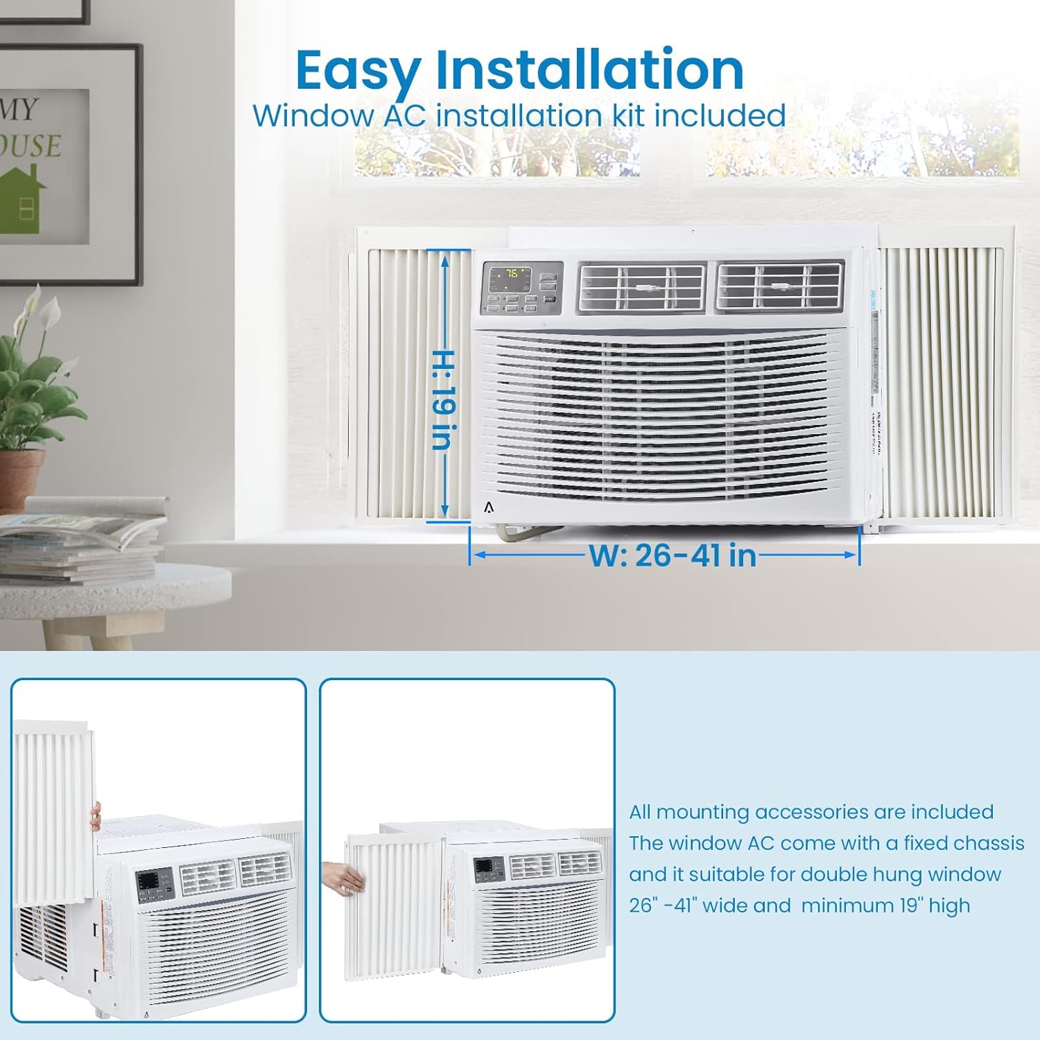 10000 BTU Window Air Conditioner with Wi-Fi, Smart Air Conditioner Window Unit - Remote & App Control & Timer Function & Easy Install Kit, Cools Up to 450 Sq. Ft, Window AC Unit Cool/Dehumidify/Fan
