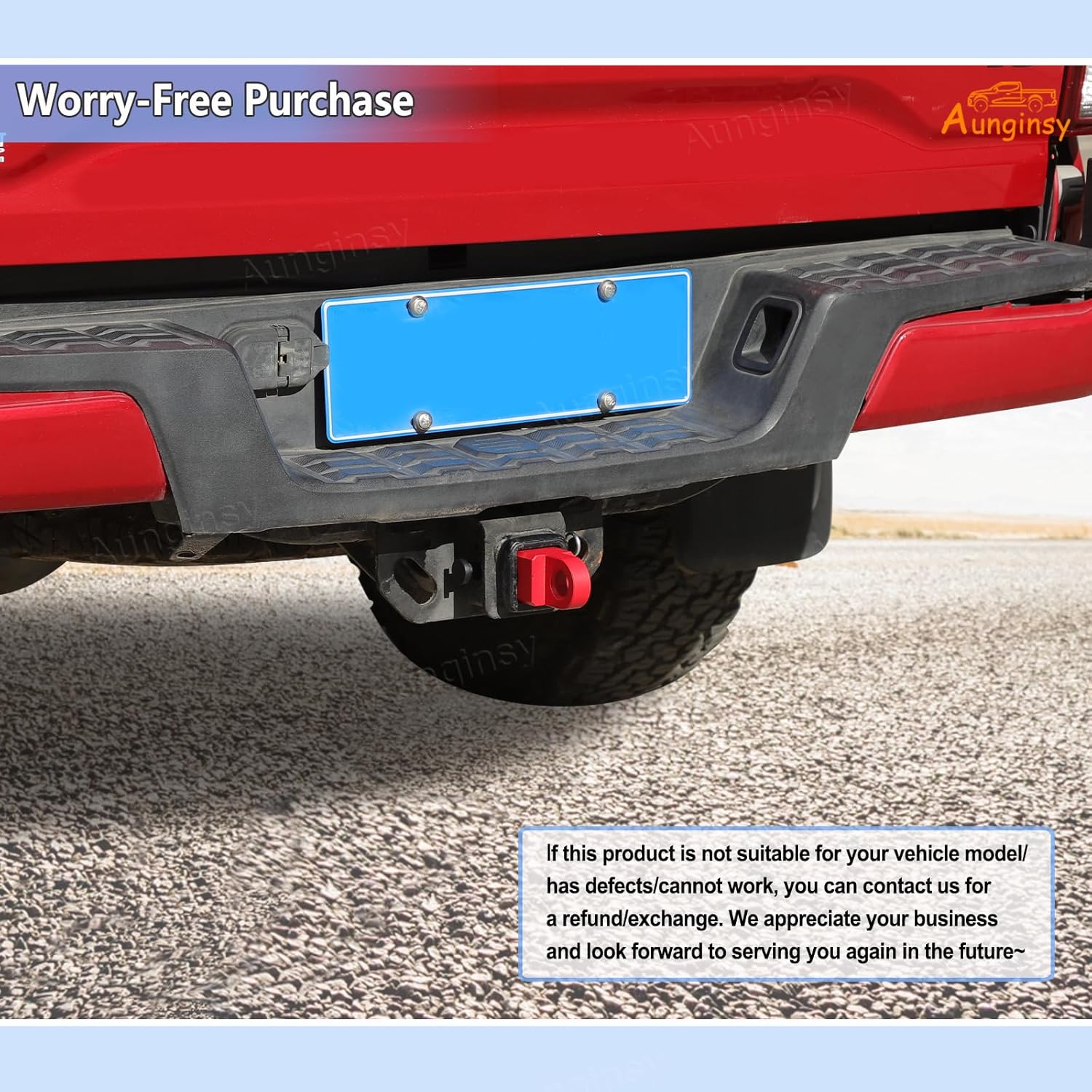 Aunginsy Tow Hitch Receiver Hook with Tightener Compatible with Toyota Tacoma 2016-2023 Accessories, Car Shackle Mount Trailer Hitch Lock Pin Heavy Duty Solid Recovery Towing Kit for Trucks, Red