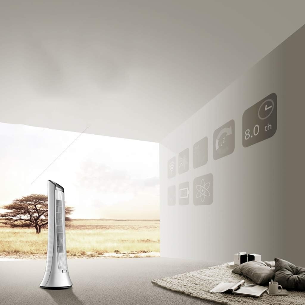 NBgy Tower Water-Cooled Fan, Water-Cooled Air Cooler Silent, No-Leaf Vertical Fan Anti-Dump Timing Design, Suitable for Family Hotel Office, White, 106x33x34cm