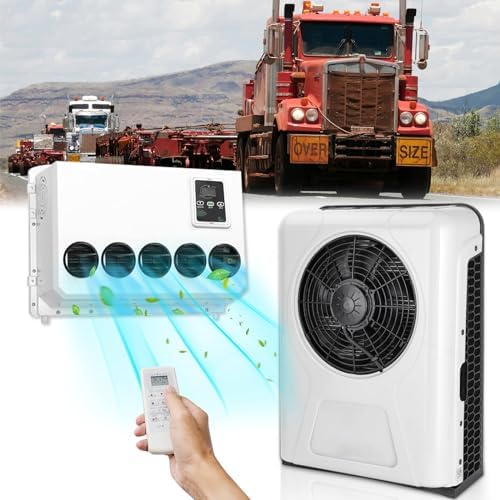 12V Air Conditioner 11,000 BTU, 12 Volt DC Air Conditioner for Truck Parking Split Electric AC Unit, Quiet A/C Inverter Cooling Cost-effective for Semi-Truck, Trailer, Camper, Crane Loader Excavator