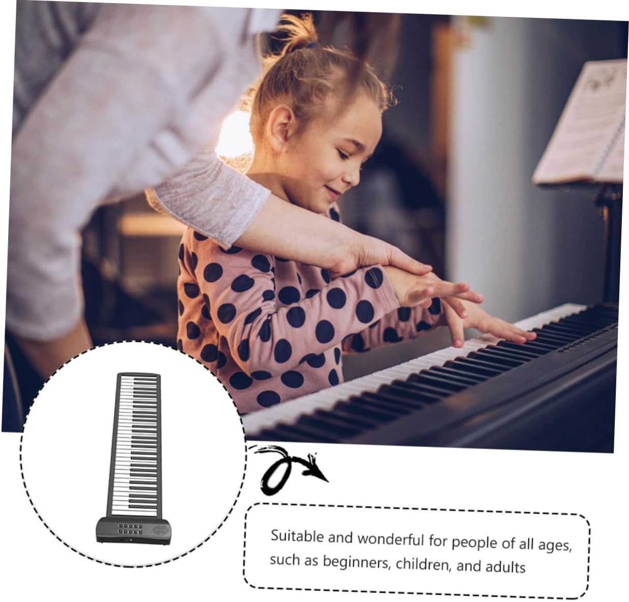 Portable Keys Hand Roll Piano Flexible Electronic Keyboard for Beginners and Travel-friendly Ages High-fidelity Stereo Sound