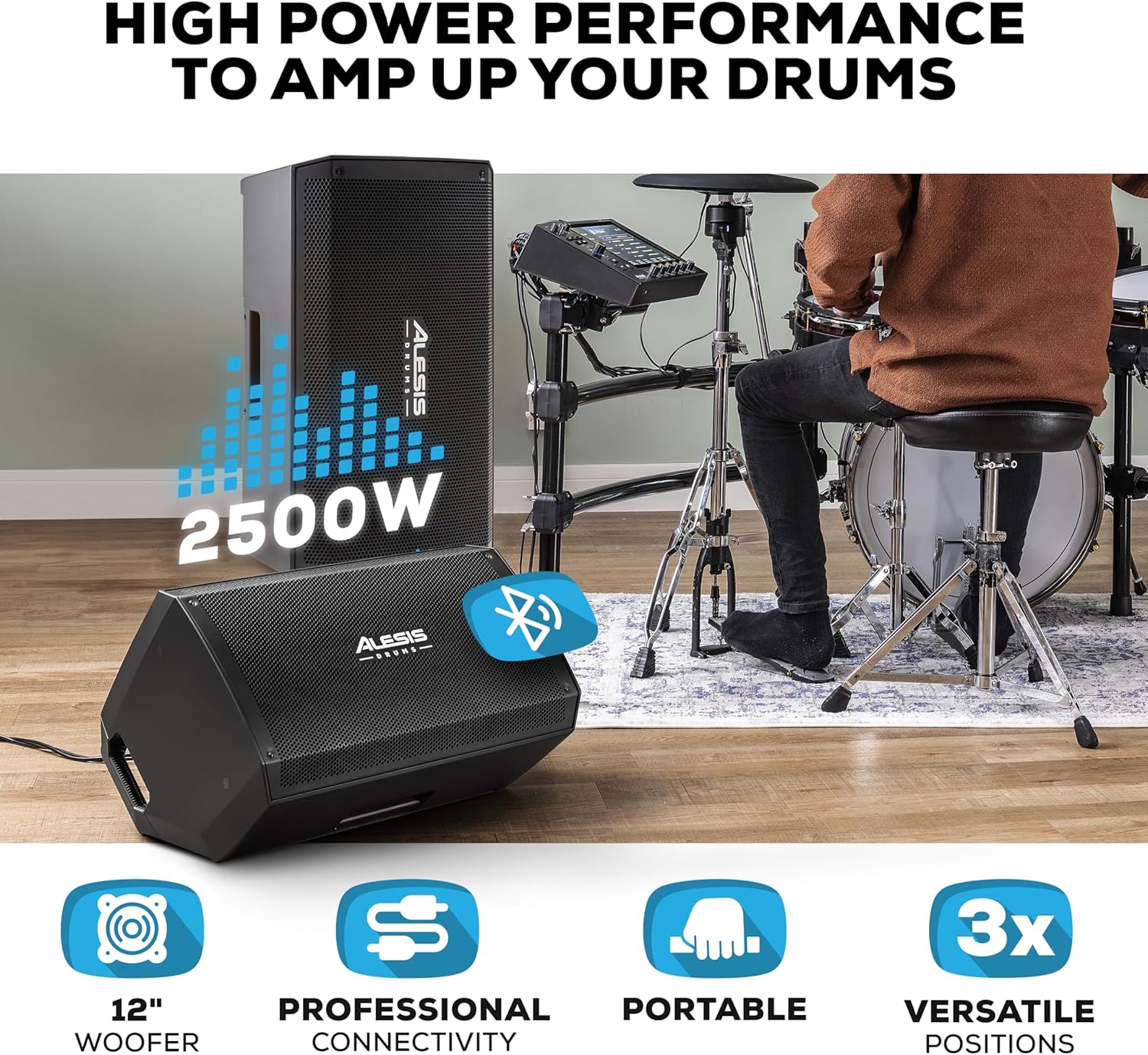 Alesis Nitro Pro and Strike Amp 12 MK2 - Electric Drum Set with and 12-inch 2500W Drum Amp Speaker, with Bluetooth