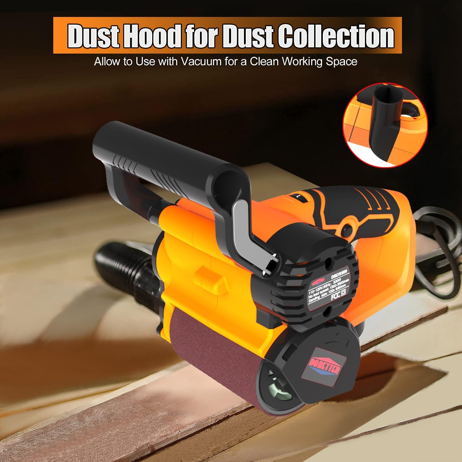 Drum Sander for Woodworking, Surface Conditioning Tool, Burnishing Polishing Machine, Paint Stripper Remover, Variable Speed Tool with VAC Nozzle and Tool Bag- DBDS500