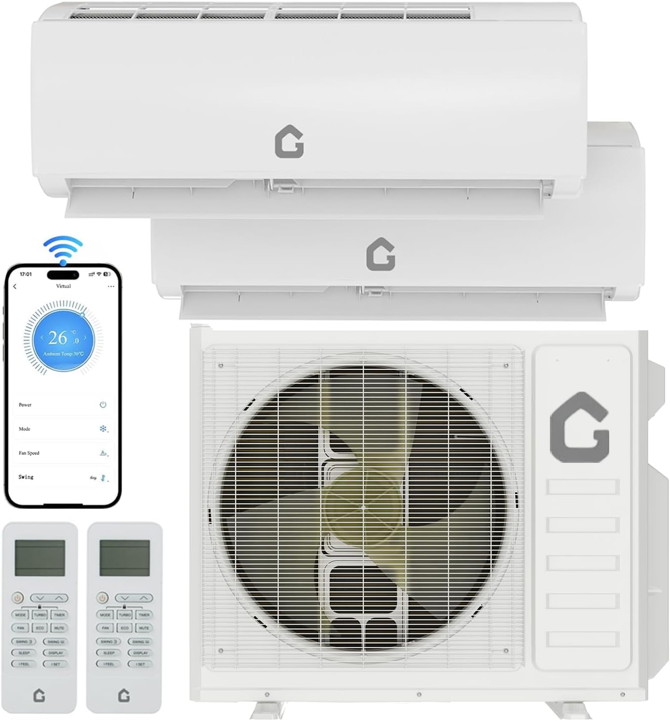 Air Conditioner 18k 18k BTU， SEER 24,WiFi， Energy Star,R454B