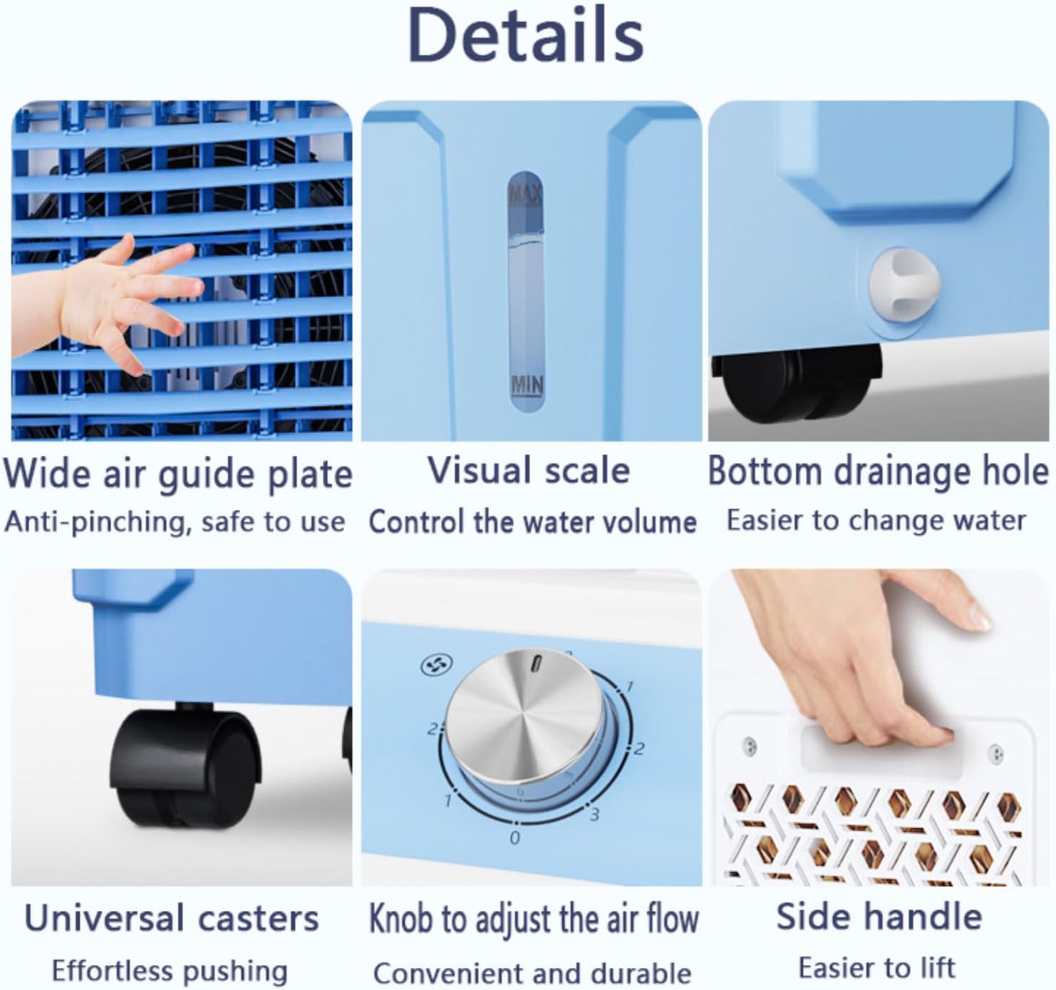 Windowless Portable Air Conditioners 3-IN-1 Evaporative Air Cooler with New Upgraded Copper Motor Cooling Fan With Extra Large Water Tank Ice Packs Cooling AC Unit for Indoor Outdoor Bedroom