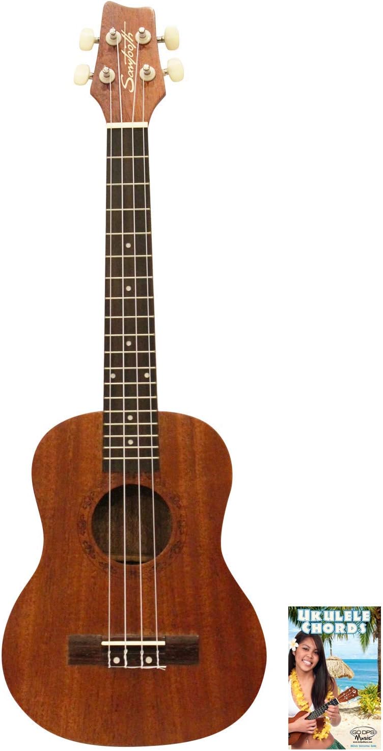 Sawtooth ST-UKE-MT-KIT-1 Mahogany Tenor Ukulele with Quick Start Guide, Natural Satin