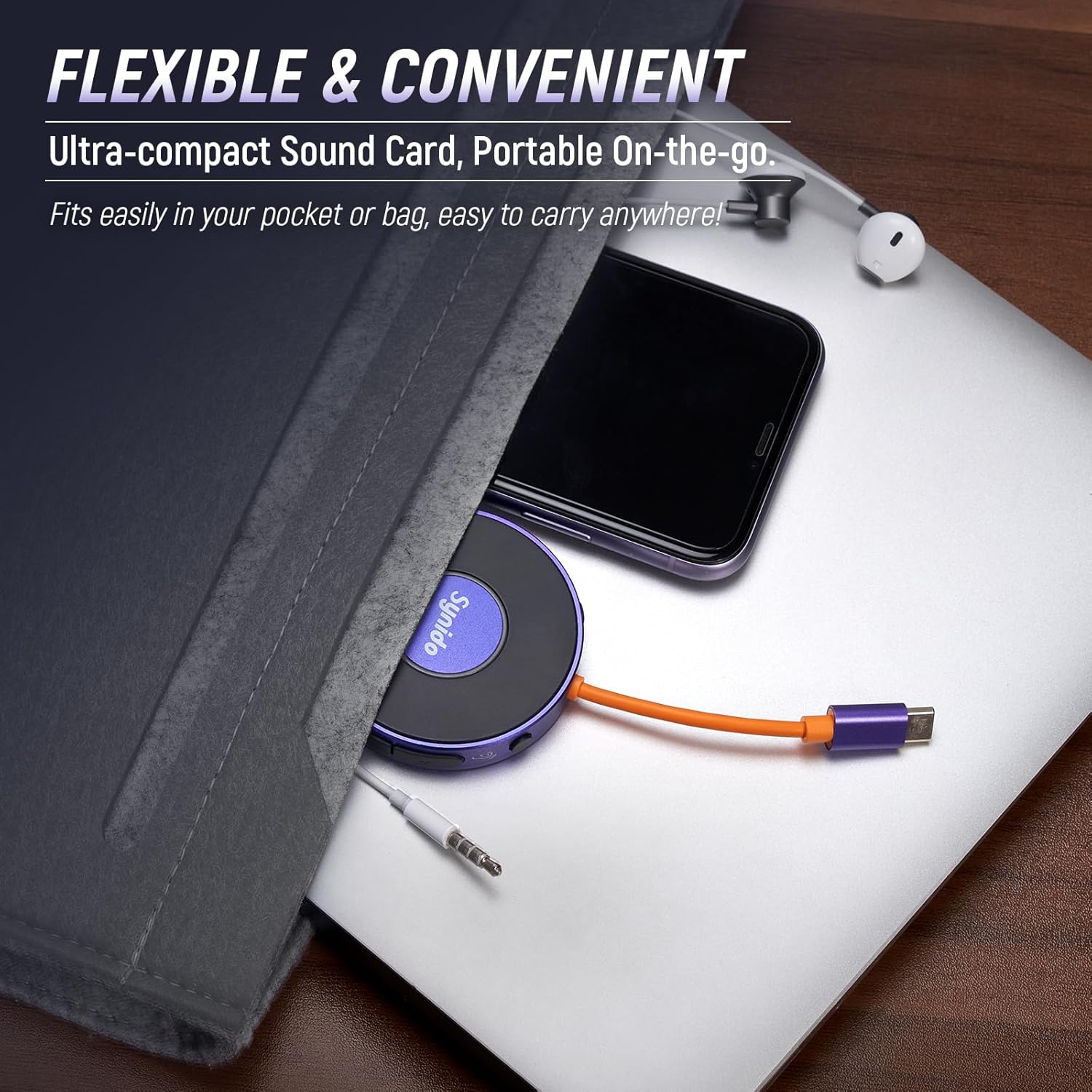 Synido MIDI Pad Beat Maker Machine with 64 Velocity Sensitive RGB Pads and Synido Portable Guitar Audio Interface for Live Stereo Streaming While Charging