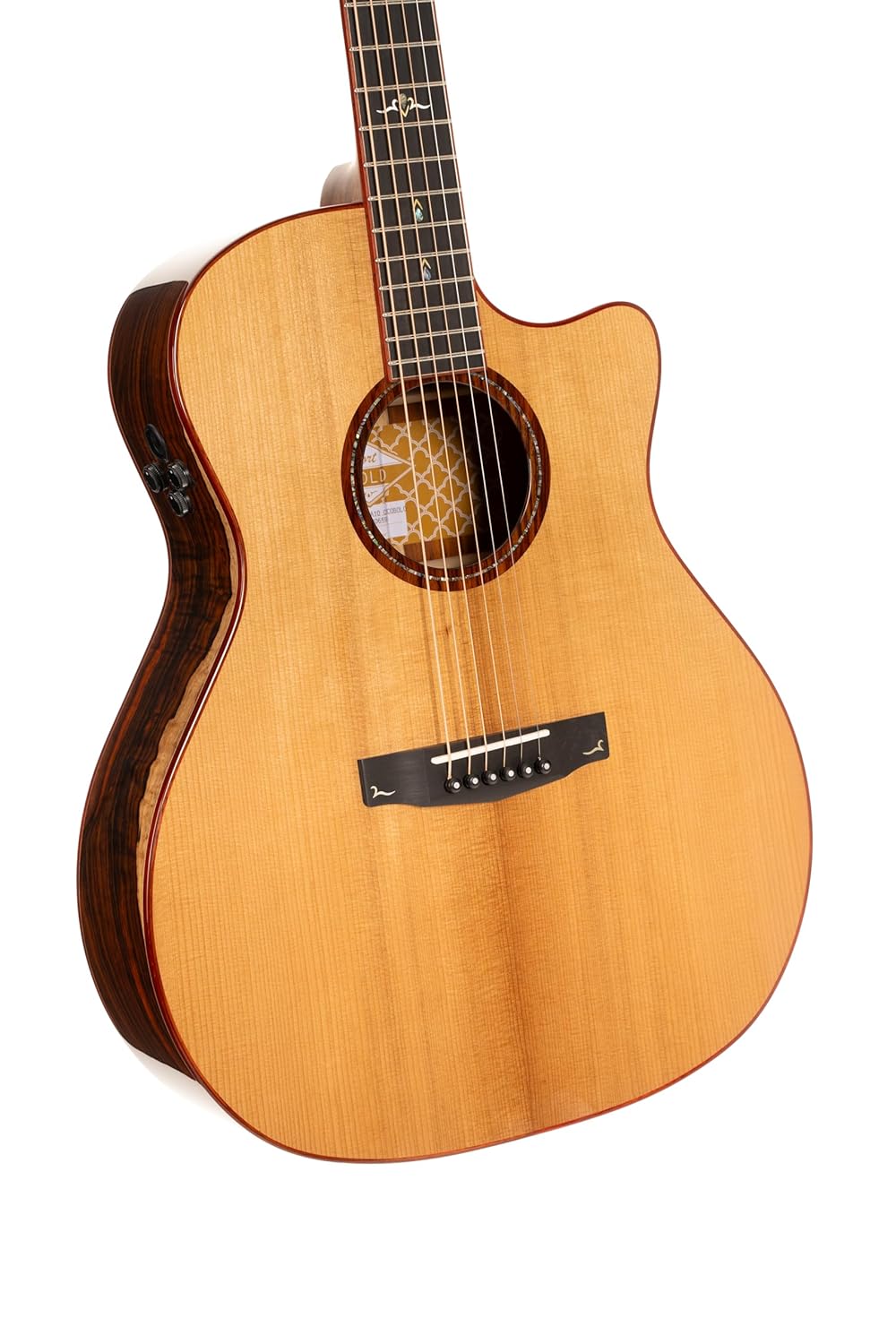 Cort GOLDA10 Gold Series A10 Cocobolo Grand Auditorium Acoustic Electric Guitar, Natural Glossy
