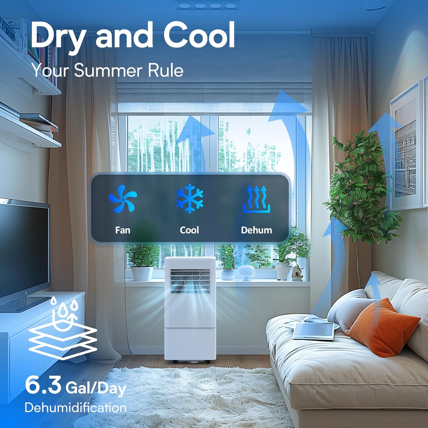 Air Choice 8000 BTU Portable Air Conditioner, 3-in-1 Room Air Conditioners Portable for Rooms Up to 350 Sq.Ft, Sleep Mode, 24H Timer, AC Unit with Remote Control & Digital Display, Window Kit Included