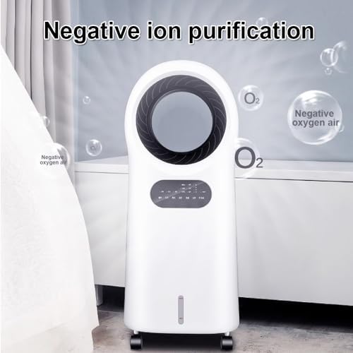 Generic Evaporative Cooler, Portable Bladeless Fan, Air Cooling Fan With Night Light, 8H Time, Humidifiers With Water Tank, Bladeless Conditioner Fan For Home Bedroom