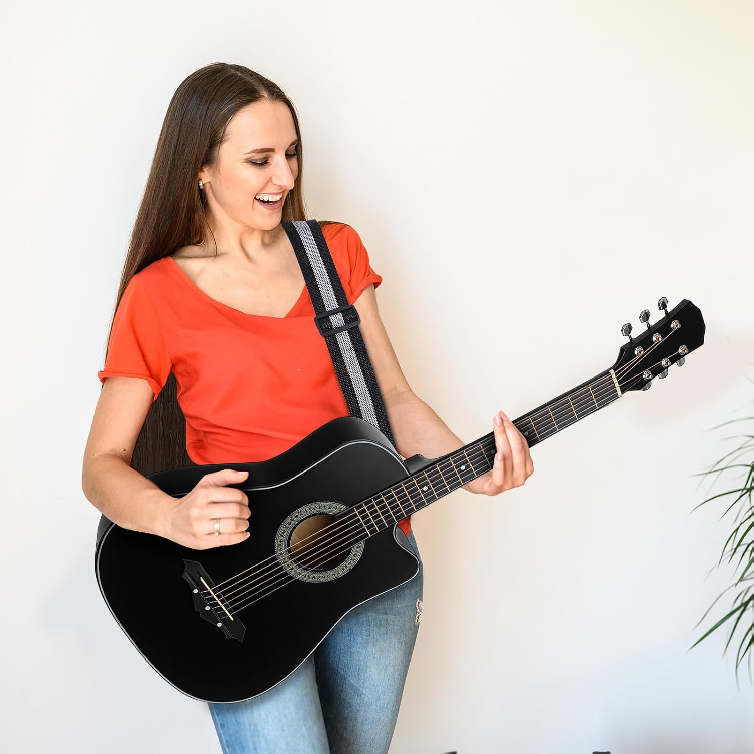 Beginner Acoustic Guitar: 38 Inch Basswood Guitar Basic Starter Kit with Gig Bag, Picks, and Protective Plate - Musical Instrument Present