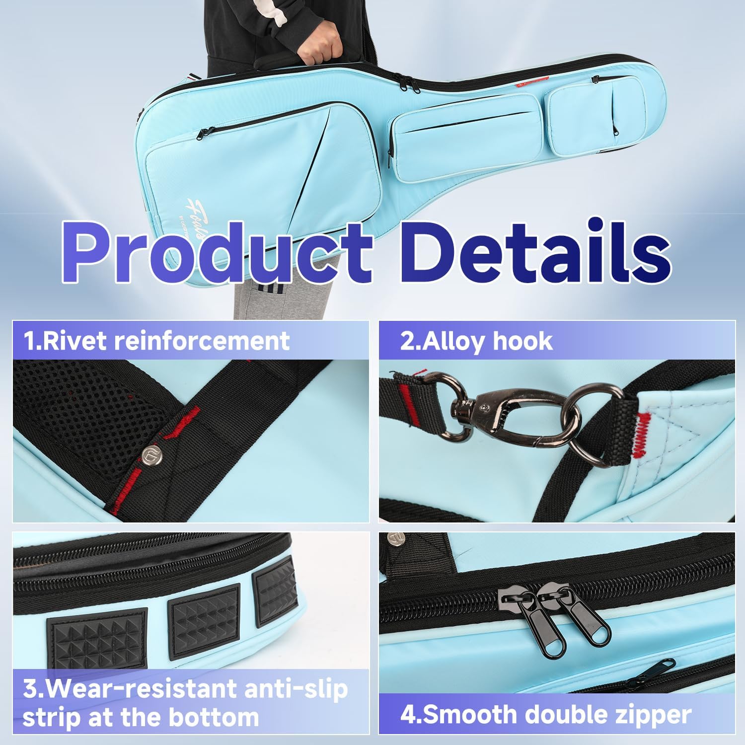 GHOSTFIRE FOALS Phantom Series Electric Guitar Case Colorful Guitar Gig Bag Super thick with Storage Space (Pink, Electric Guitar)