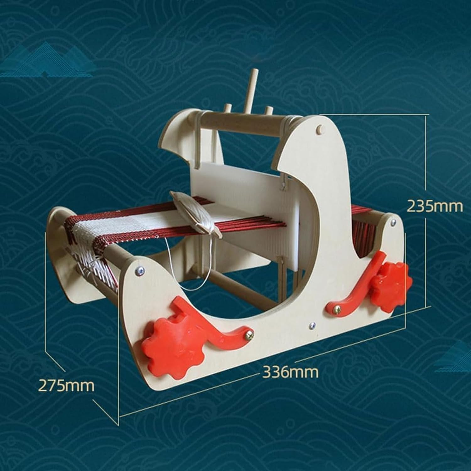 Adjustable Hand-Knit Machine, Wooden Desktop Weaving Machine, 20CM Weaving Width, Foldable Multi-Craft Loom Set, with Yarns,Rods,Combs&Shuttles, for Hand Assembled, Freehand Drawing, Creative Training