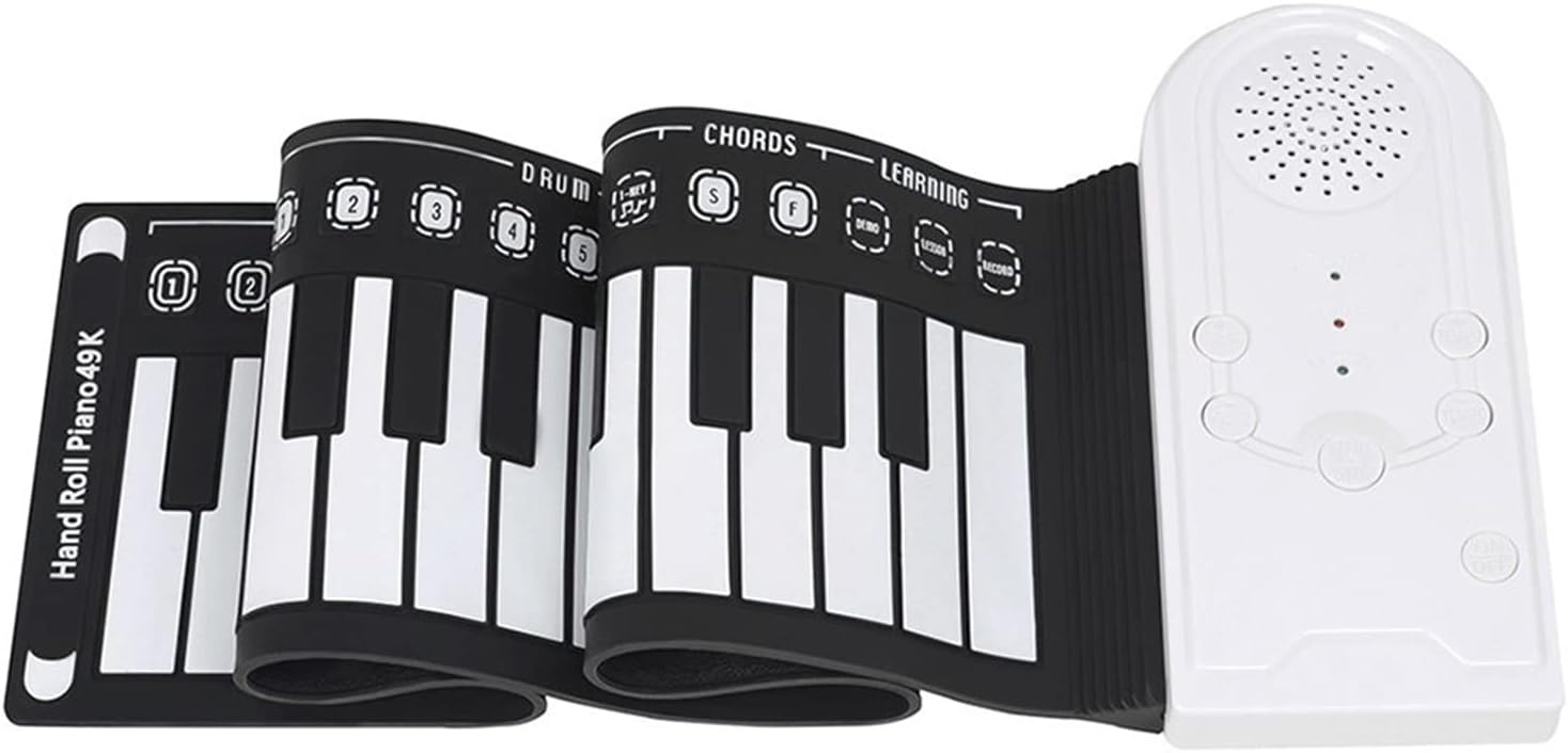 TSTS Piano Foldable 49 Keys Fold-able Electronic Piano Midi Keyboard Instrument Hand Roll Up Flexible Piano with Horn Musical