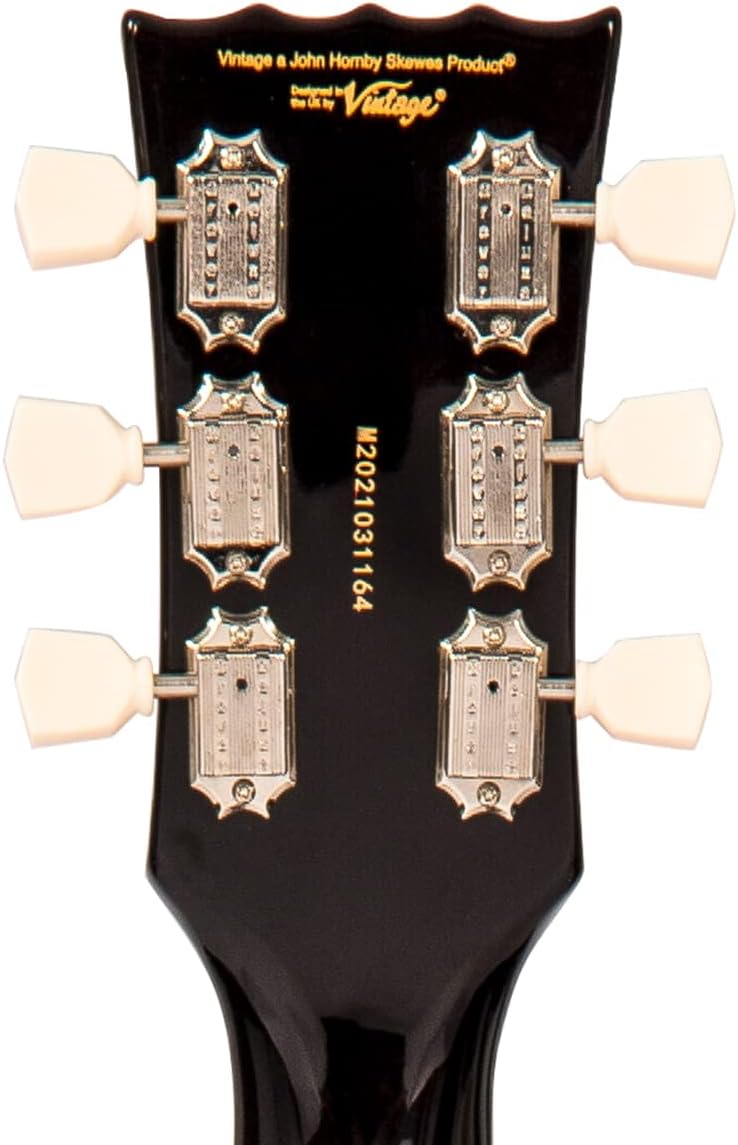 Vintage Reissued Series V100BLB Electric Guitar, Flamed Thru Black W/ Bigsby