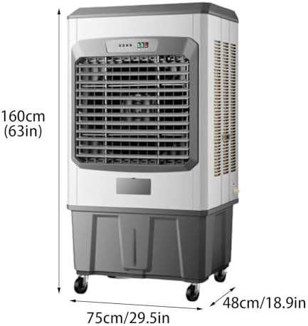 Portable Swamp Cooler, Evaporative Air Cooler with 3 Speeds, Industrial Air Conditioner for Indooor Outdoor Patio Garage(75 * 48 * 160cm)