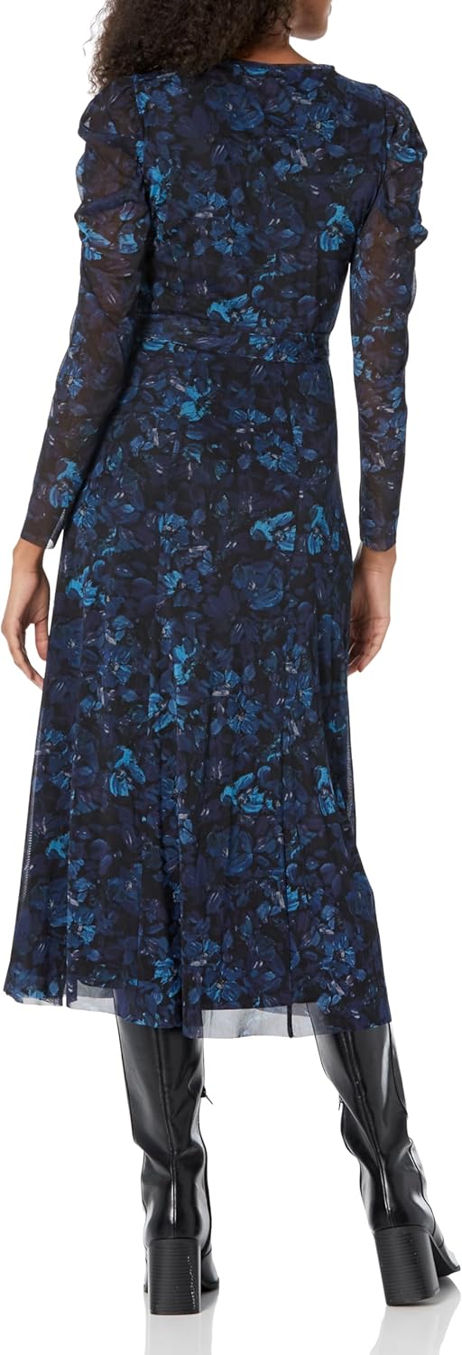 Anne Klein Women's Puff Sleeve Midi Dress W/Self Sash