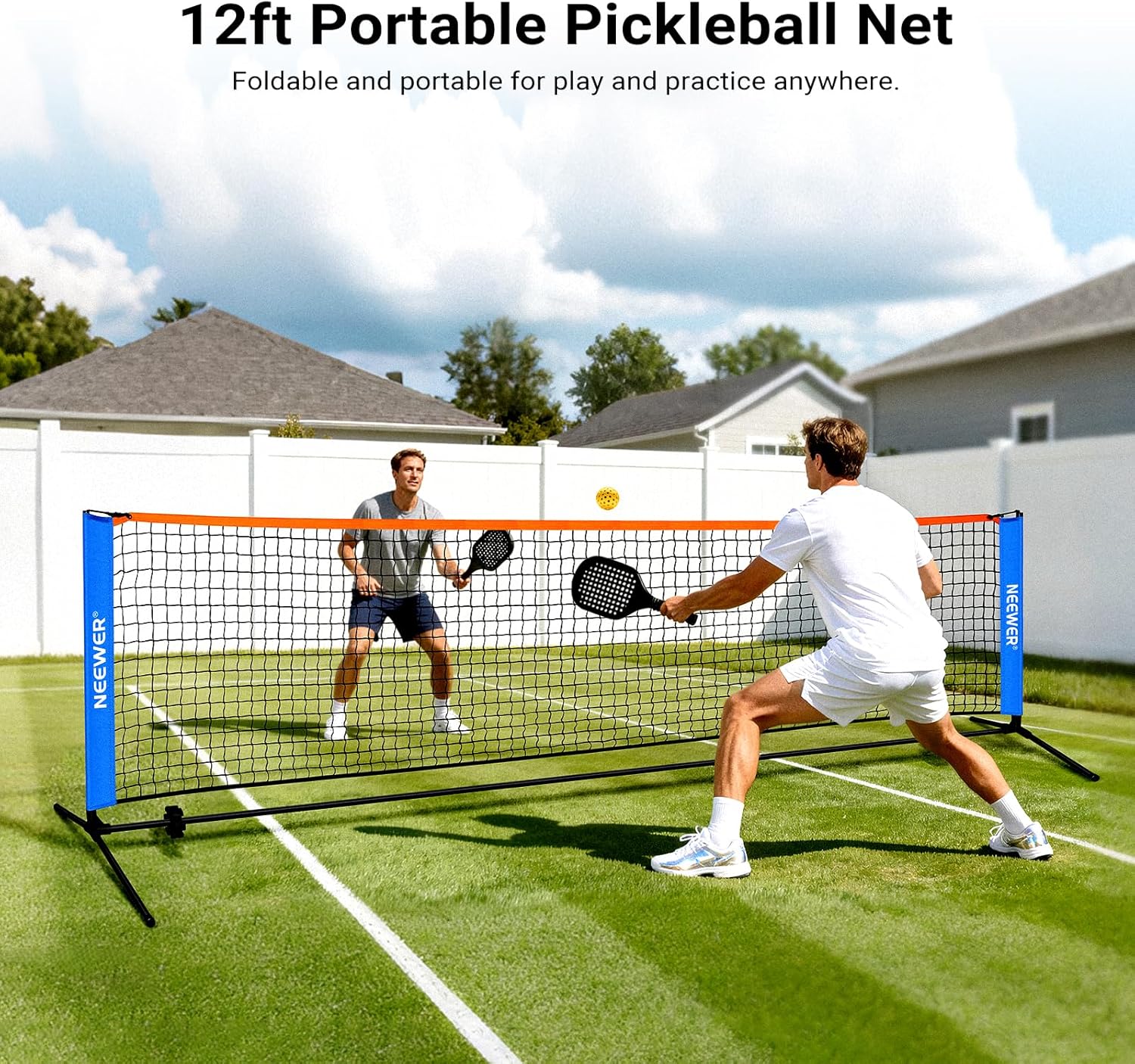 NEEWER Wide Pickleball Net, Small Portable Foldable Driveway Equipment Accessories for Indoor Outdoor Pickle Ball Training & Practice, No Tools Required