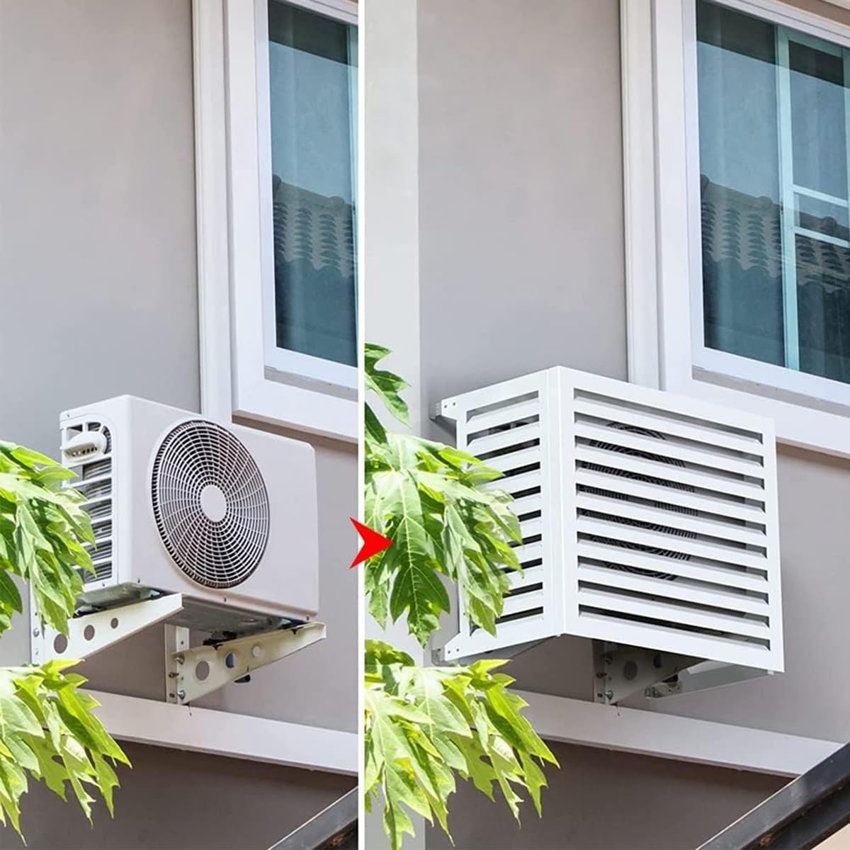 Fence Screen Outdoor Air Conditioner Cover For Heat Pump, Aluminum Alloy Outdoor Unit Guardrail Rack, Hidden Air Conditioner Privacy Frame, 100*50*70/110*60*80cm ( Color : Gray , Size : 110x60x80cm )