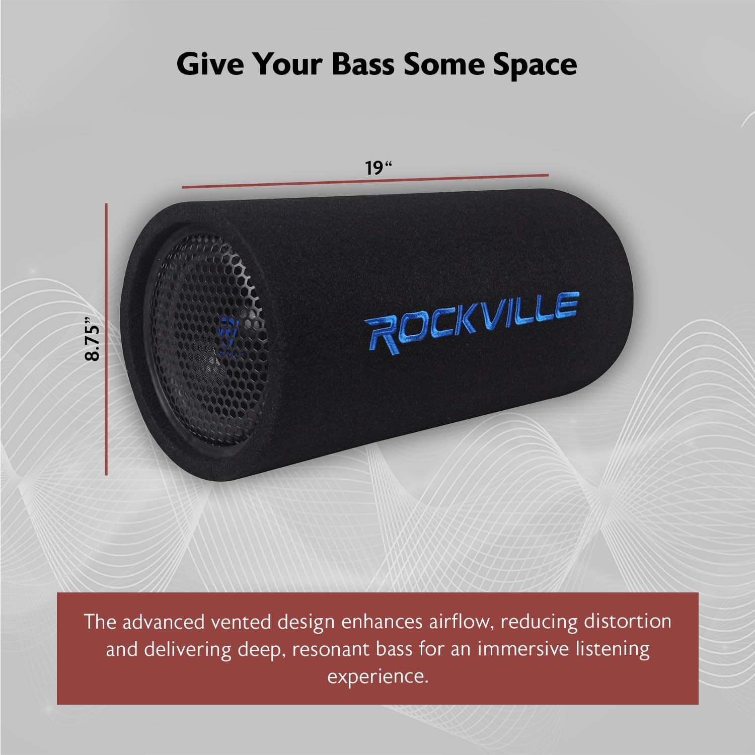 Rockville RTB80A Powered Subwoofer Bass Tube, 8