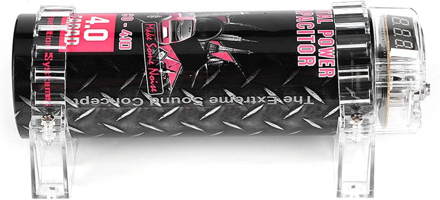 GOTOTOP 4 Power Capacitors for Systems Up to 2000W, with Warning Indicator, 10-16V DC, for Car Audio Amplifiers, for Bass Amplifiers