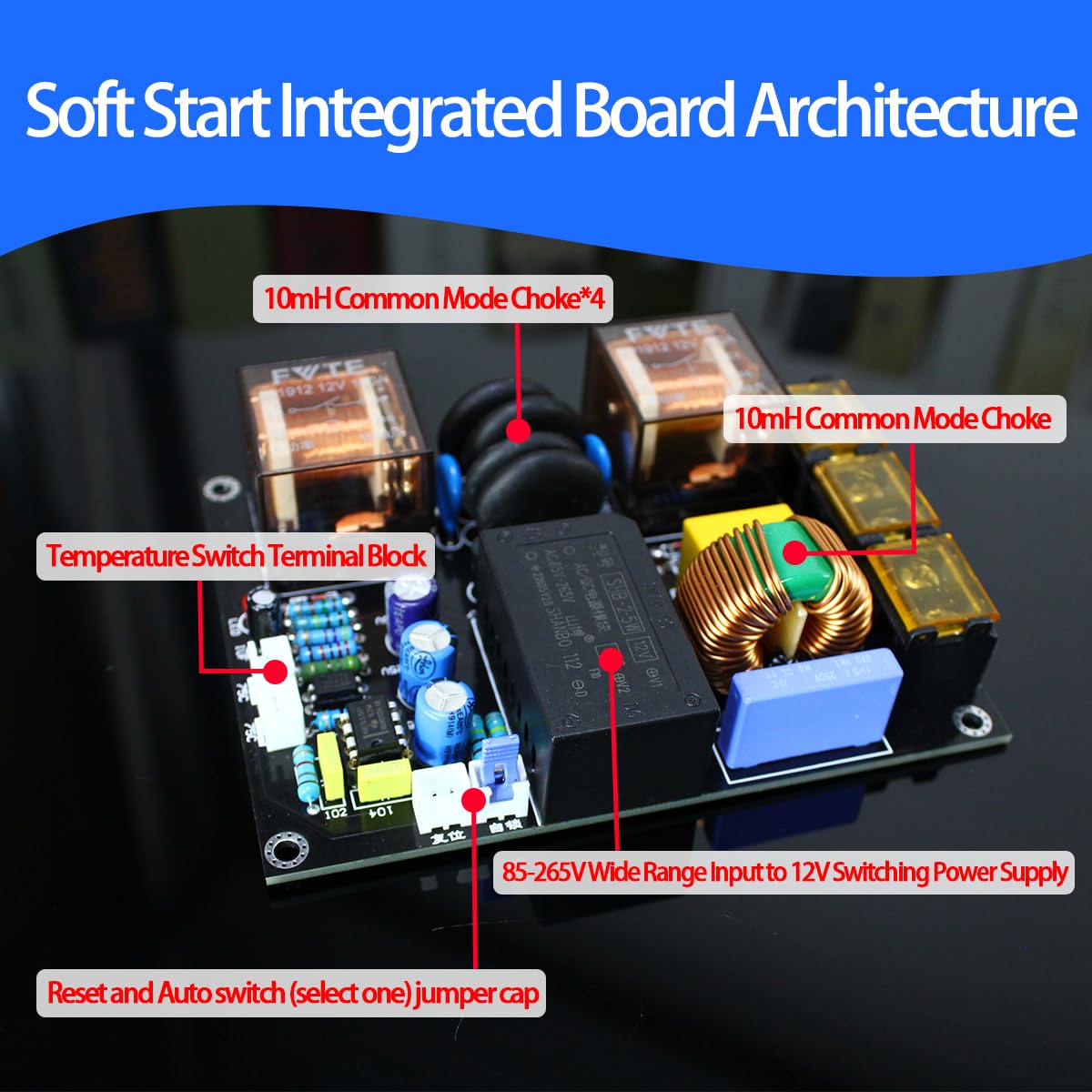 Integrated Soft-Start EMI Power Filter Module for Power Amplifiers (Finished Board)