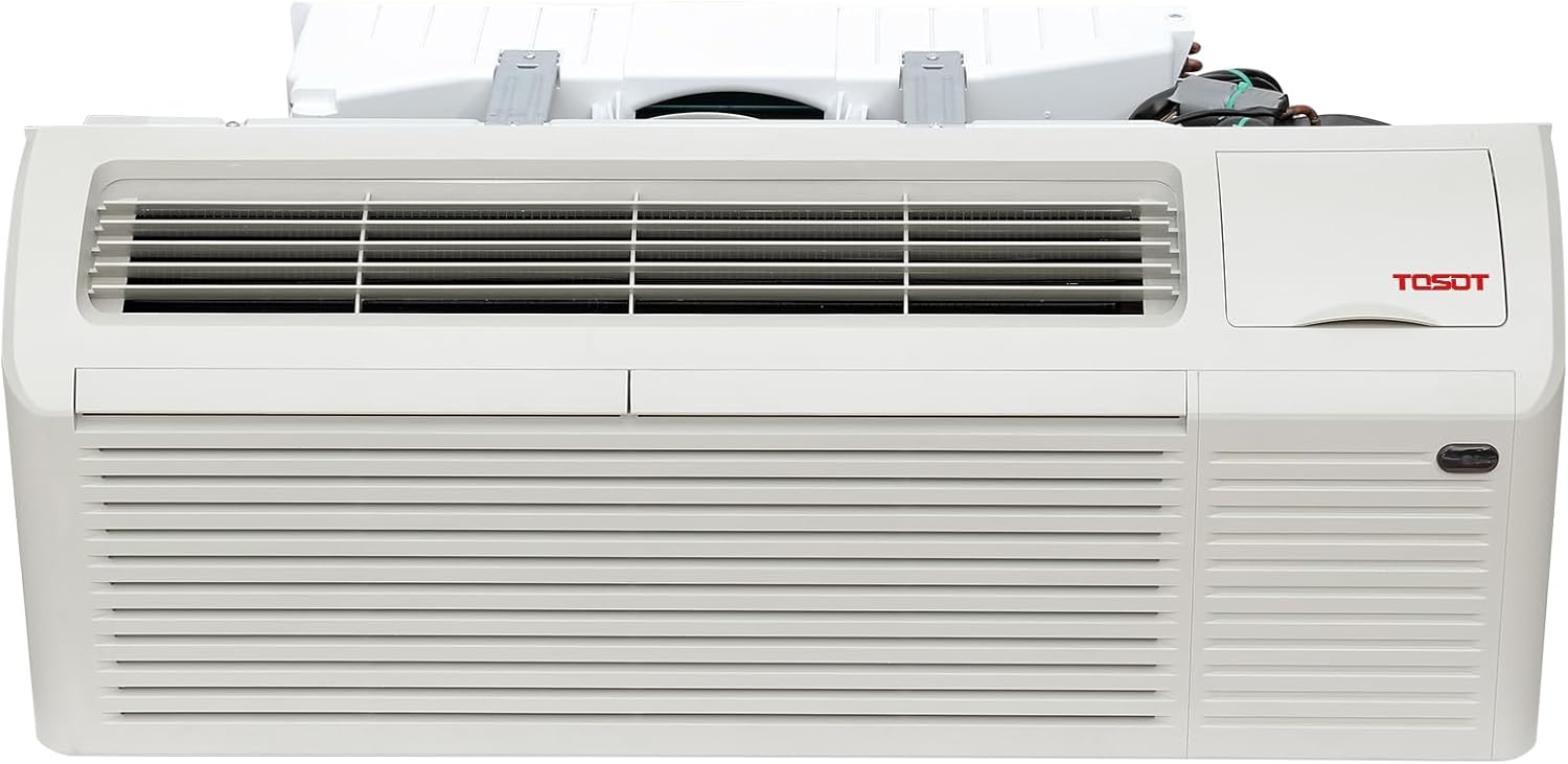 TOSOT 15,000 BTU PTAC Unit with Inverter Heat Pump and 3.5kW Electric Heater, Packaged Terminal Air Conditioner for Heating and Cooling, 11.6 COP, R32 Refrigerant, Works in 20°F to 115°F, 230V