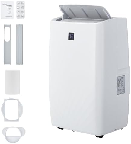 Portable Air Conditioner,12,000 BTU Cools Rooms Up to 550 Sq.Ft. 3 Modes, Remote Control, Easy Installation Kit Included