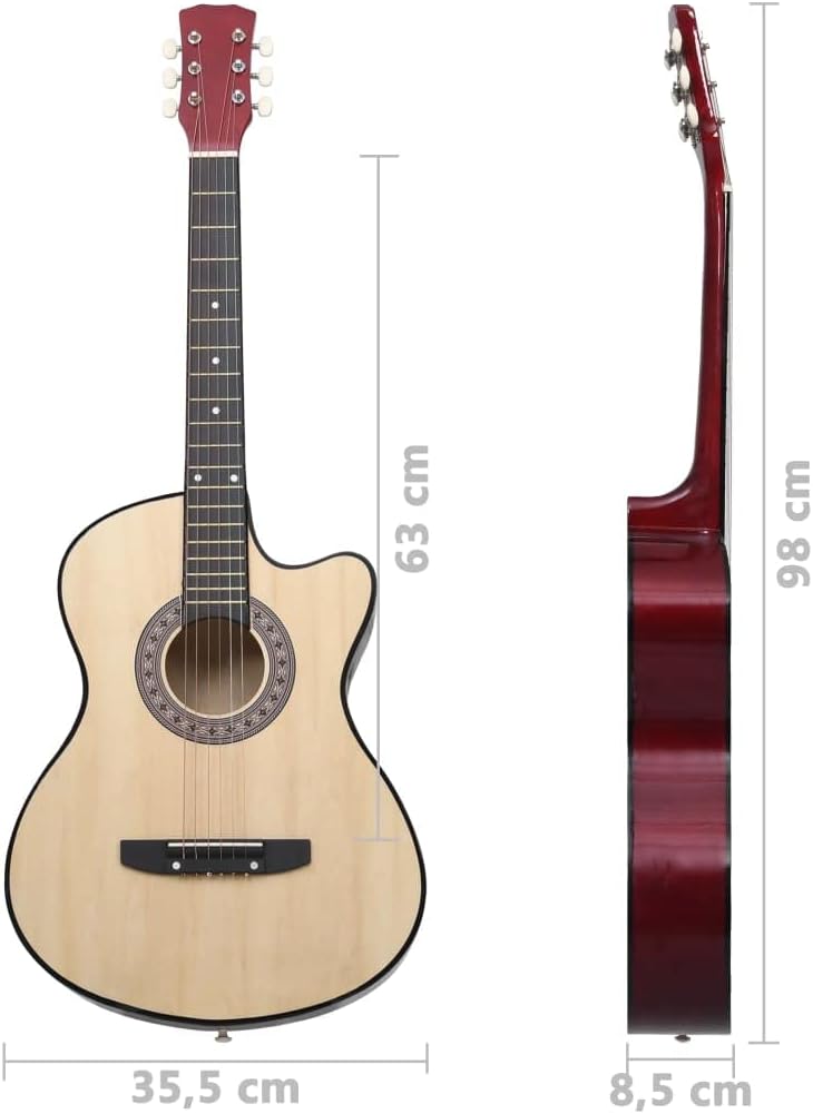 CHARMMA Western Acoustic Cutaway Guitar with 6 Strings 38