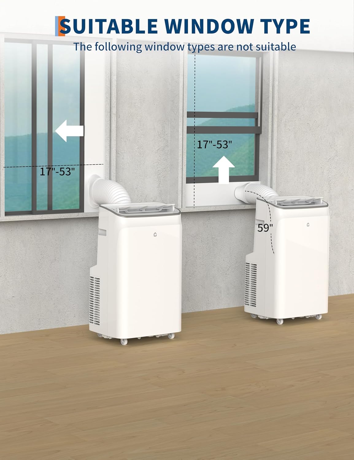 Portable Air Conditioner 12,000 BTU - Dehumidifier & Cooling Fan for 400-550 Sq Ft Rooms, Includes Portable AC Unit Window Kit for Bedrooms Office Home(ASHRAE-rated)