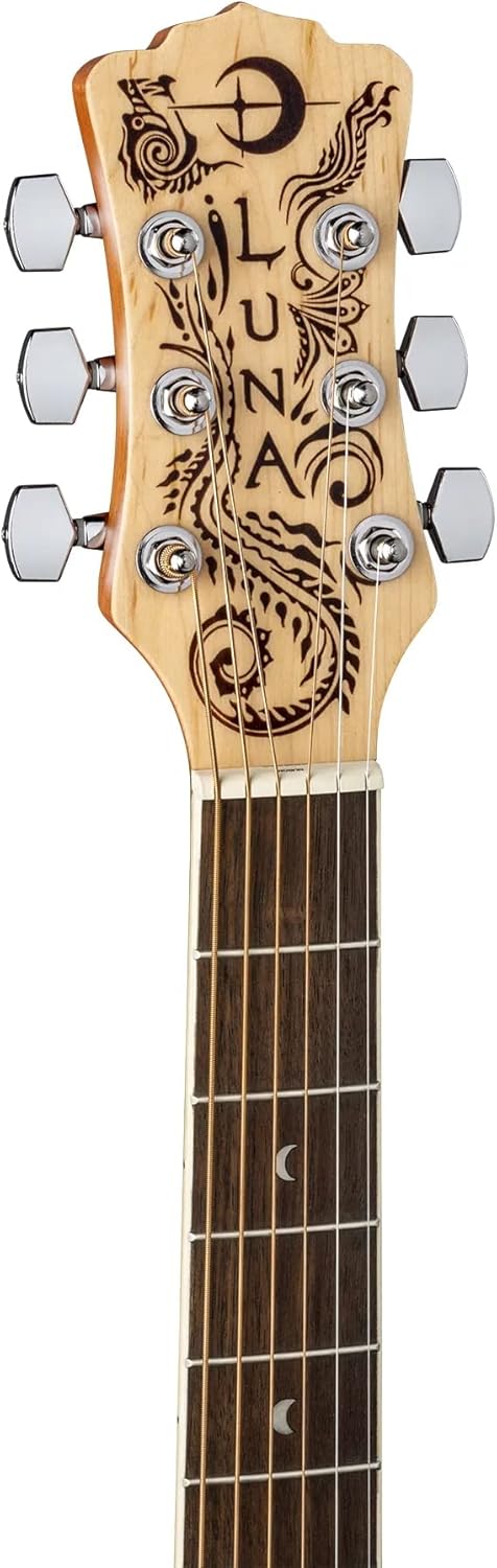Luna Guitars Henna Dragon 6 String Spruce Acoustic/Electric Guitar, Right (HEN DRA SPR)