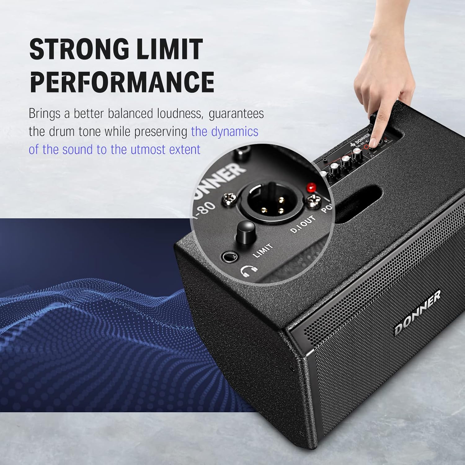 Donner Electric Drum AMP, 80-Watt Wireless Electronic Drum Amplifier Professional DDA-80