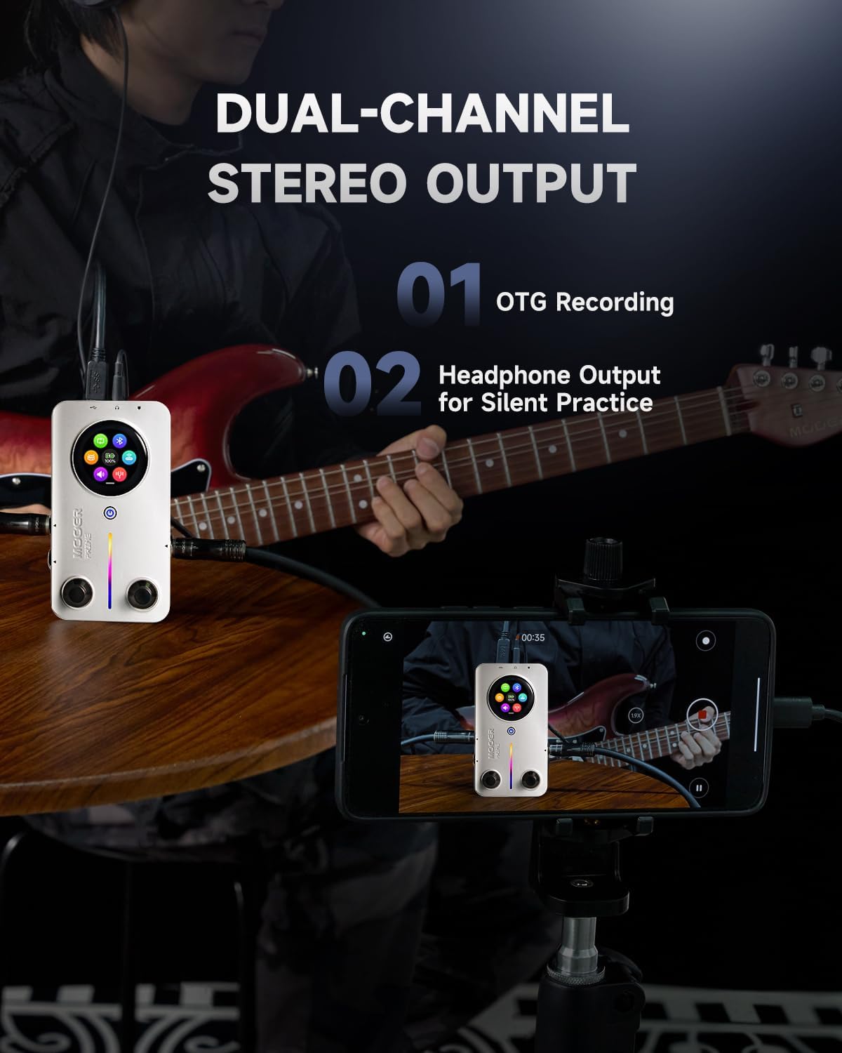 MOOER Prime M2 Wireless Desktop Multi Effects Pedal with APP editor, MIDI Function, Bluetooth PlayBack, IR Loaders, Touch Screen, Looper Drum Machine for Guitar and Bass