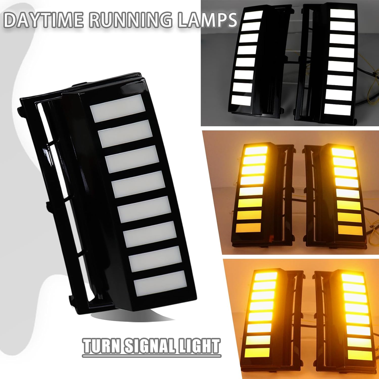 LED Front Bumper Fog light DRL Amber Sequential Turn Signal Lamp Feature Kit for Hyundai Santa Fe 2024 2025 Replacement Front Bumper Air Intake Trim Accessories,2pcs