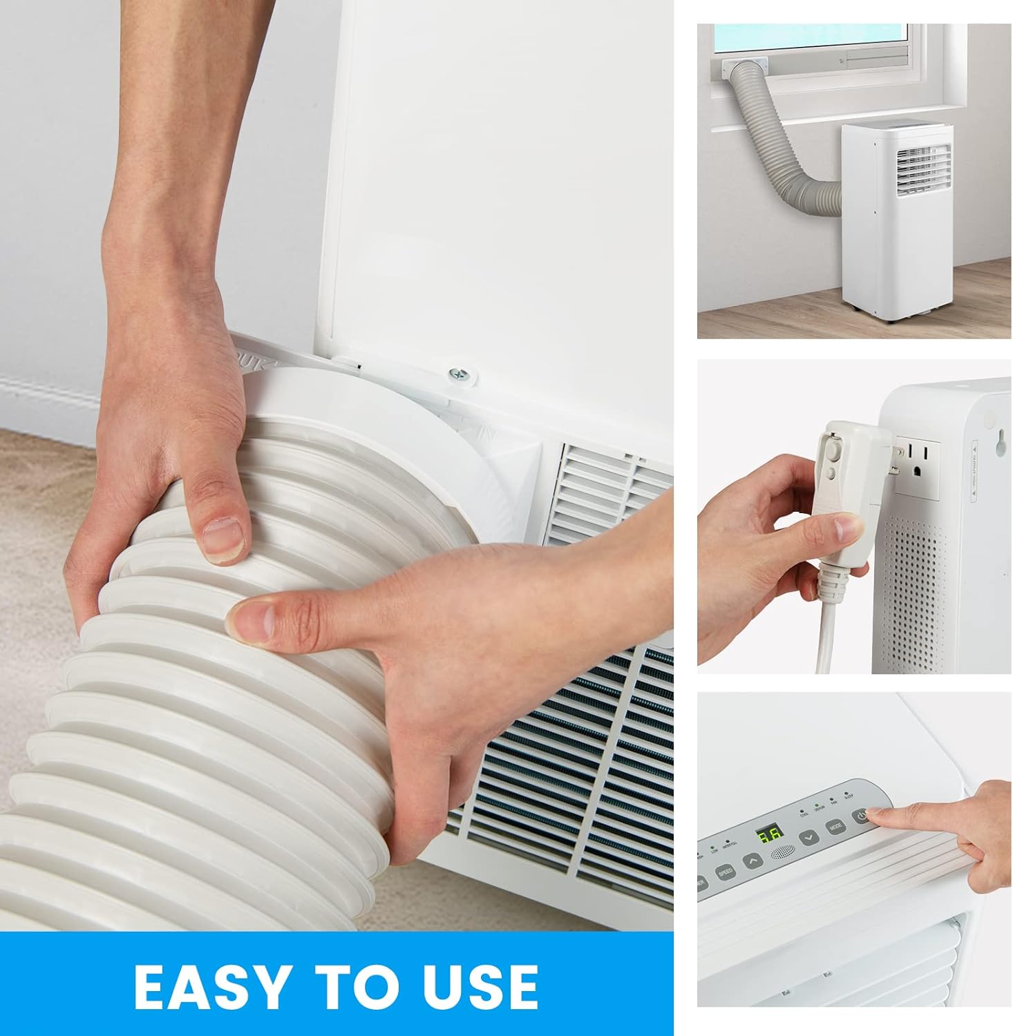 PETSITE Portable Air Conditioner, 10000 BTU Personal AC Cooling Unit with Remote Control, 24H Timer, Window Kit & Wheels for Bedroom, Cools up to 350 Sq. Ft