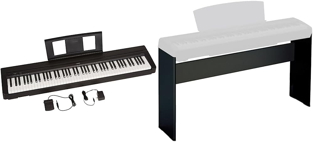 YAMAHA P71 88-Key Weighted Action Digital Piano with Sustain Pedal and Power Supply (Amazon-Exclusive) & L85 Keyboard Stand, Black