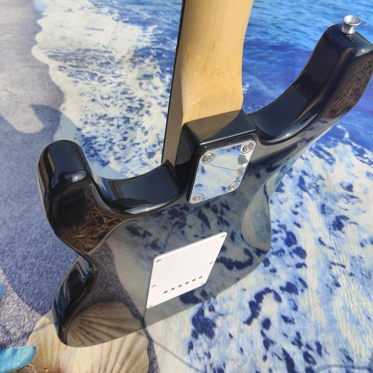 Electric Guitar, S T，Navy Blue with White, Standard Size