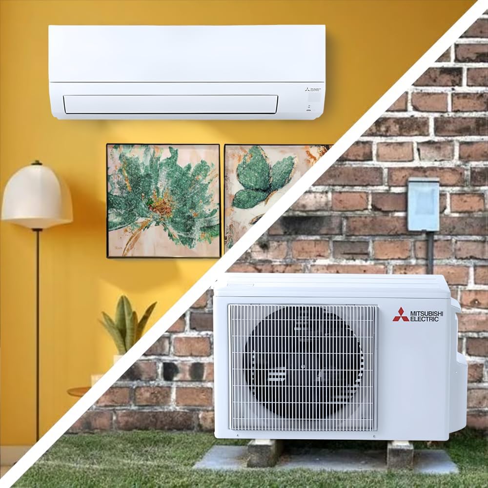 Mitsubishi 12000 BTU 20 SEER2 HX-Series Mini Split Heat Pump System with 15ft Line Set & Installation Kit - R454B Single Zone | High Efficiency Wall Mounted Ductless AC/Heating Unit