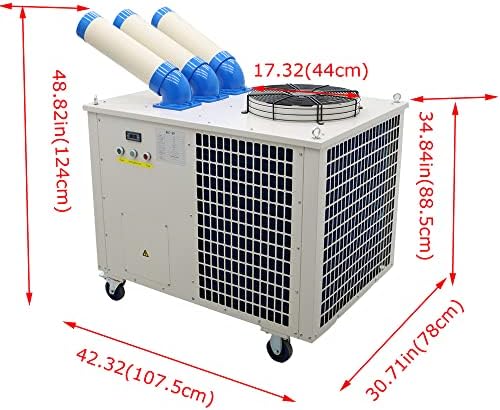 Industrial Portable Air Conditioner with Wheels 5L Large Tank Commercial Spot Cooler Adjustable Air Outlet Ideal for Hospitals Workshops Outdoor Events 220V 3.15KW