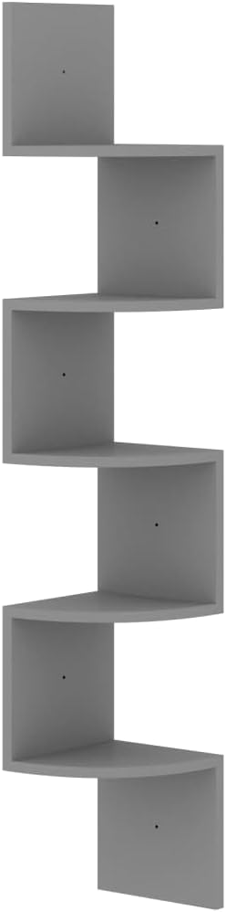 Grey Corner Floating Shelf 48.4 in Tall Wall Mount Storage Tower for Books Decor Small Floating Shelves Engineered Wood Matte Finish for Living Room Bedroom