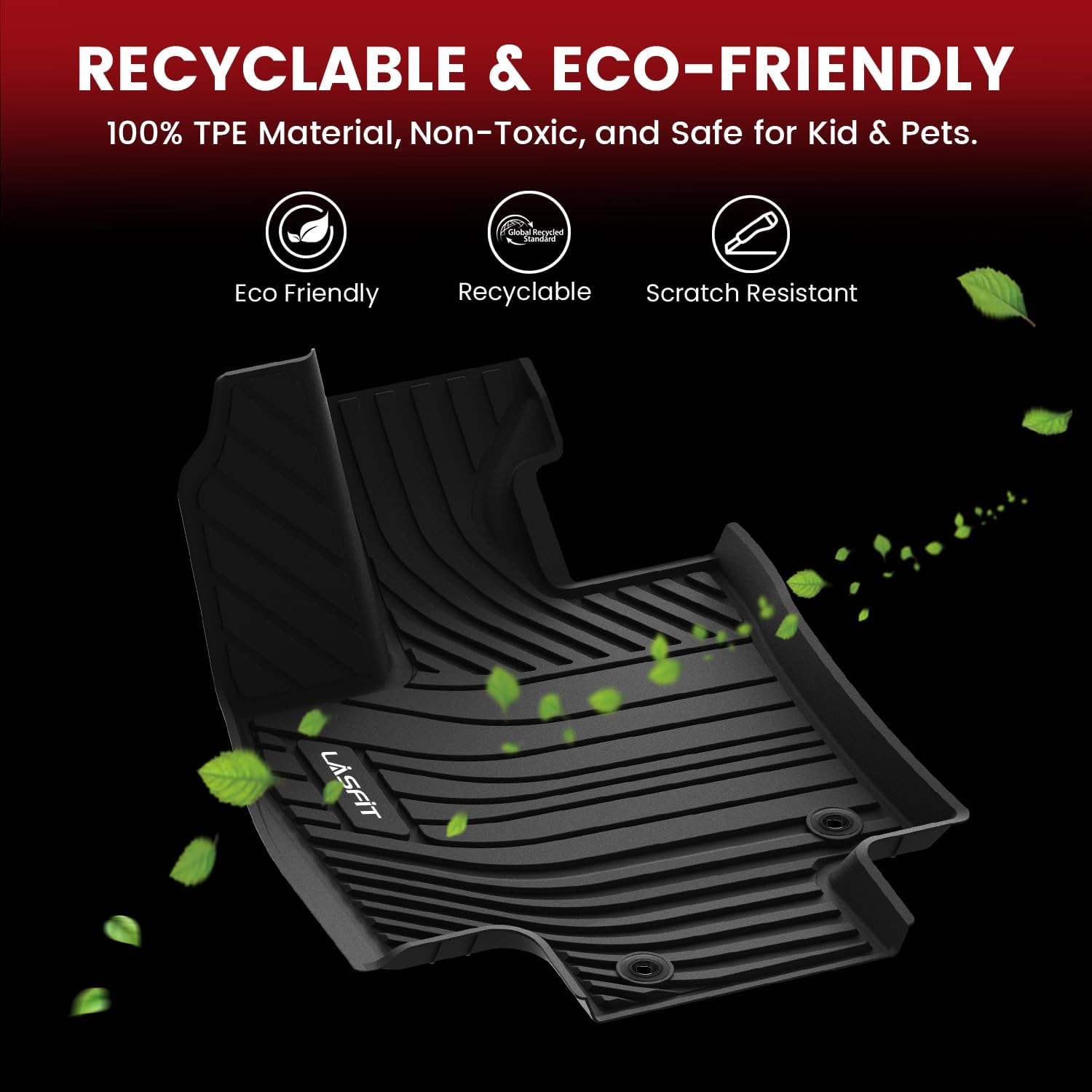 LASFIT Floor Mats for Toyota Corolla Sedan/Sedan Hybrid 2020-2026, All Weather Protection Floor Liners,TPE Car Mats for Toyota Accessories, Anti-Slip,1st &2nd Row, Black