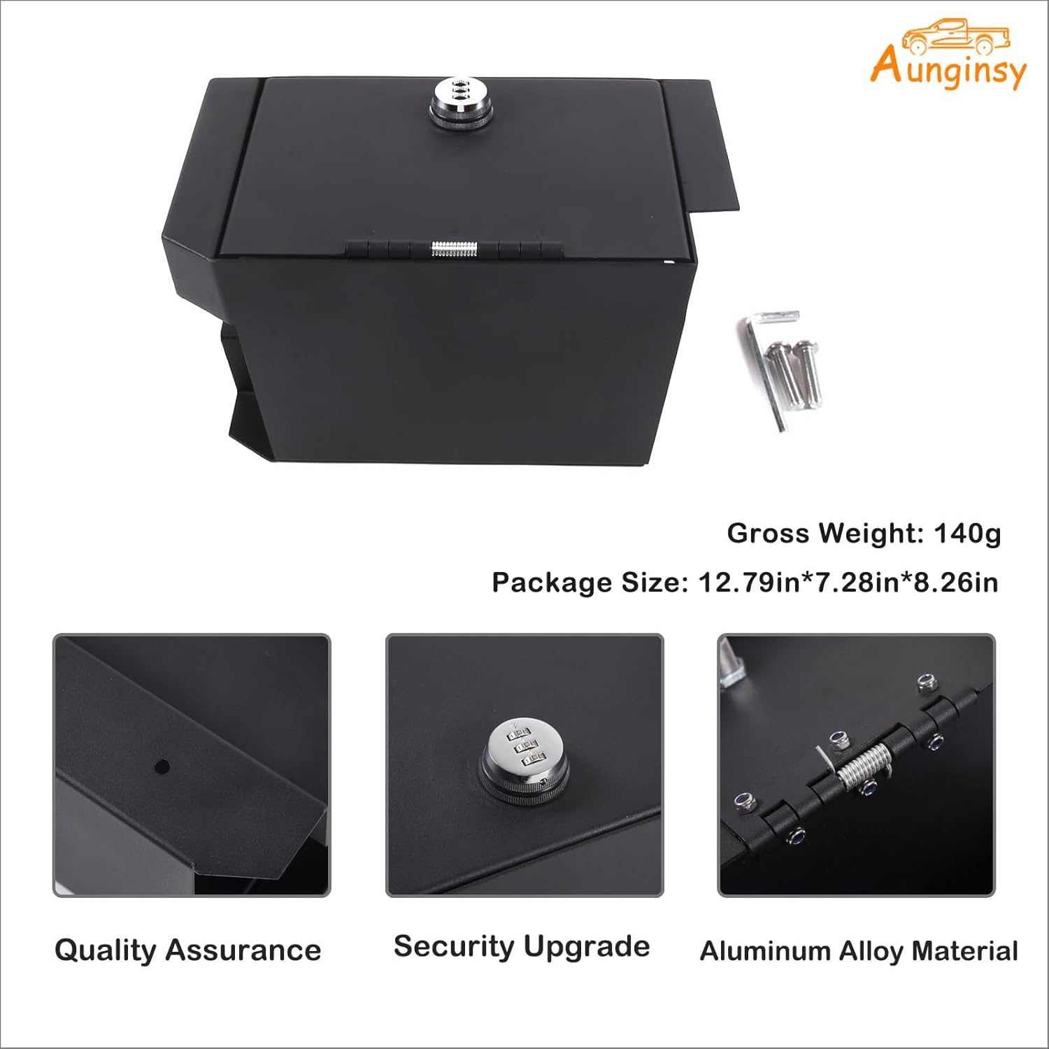 Aunginsy Car Center Console Lock Safe Box Armrest Storage Compatible with Toyota Tundra 2022-2025 Center Console Lock Box Armrest Security Organizer Tray with 3 Digit Combo Password Insert Accessories