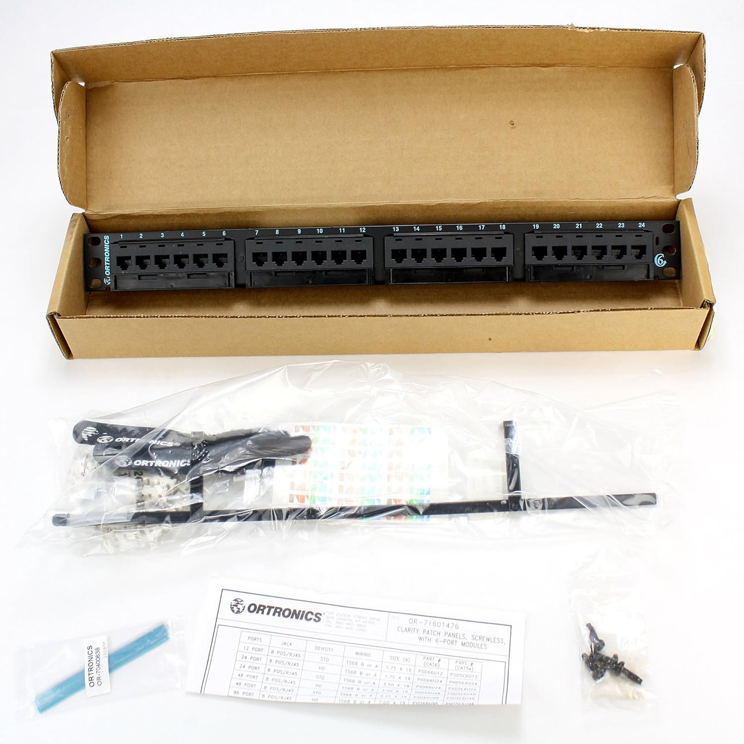 Ortronics OR-PHD66U24 Clarity 6 Patch Panel, Six-Port Modules, 24-Port