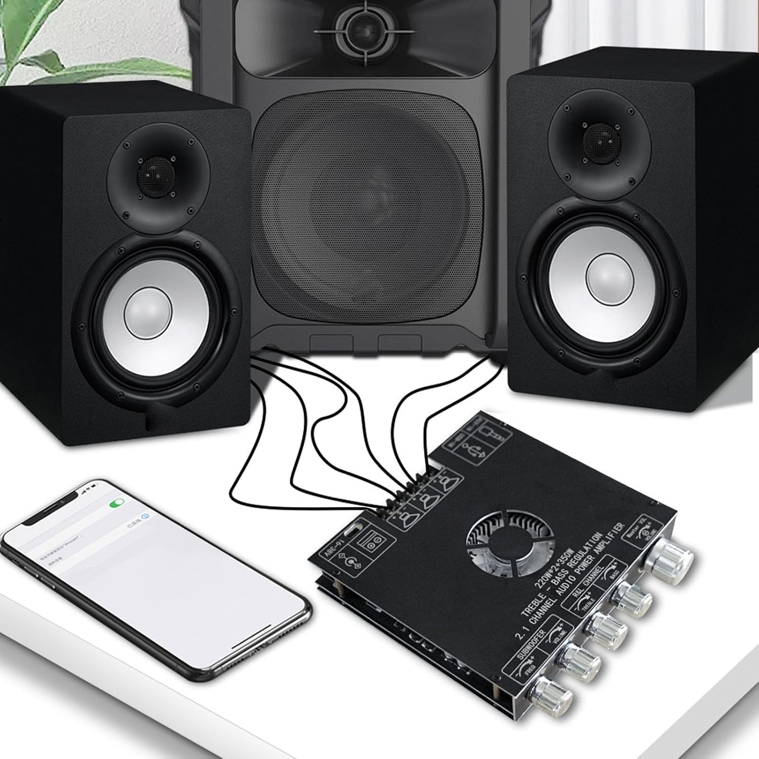 Power Amplifier Module 2.1 Channel BT5.1 AUX U Disk USB Sound Card Inputs TPA3255 Amplifier Board DC16-38V for Home Entertainment System