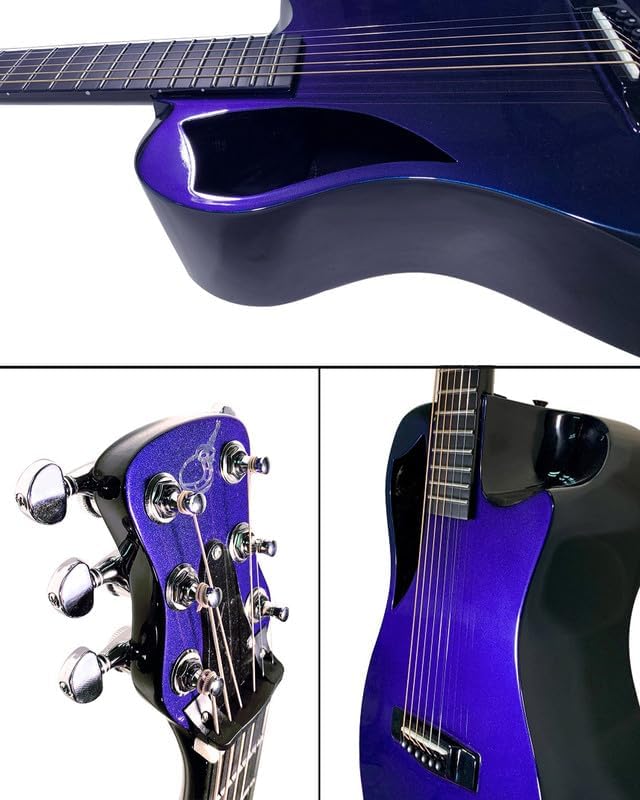 Journey Instruments Carbon Fiber Travel Guitar – OF660BP Traveling Acoustic Guitar with Collapsible Patented System – Portable Backpack Case (Blue Purple Matte)